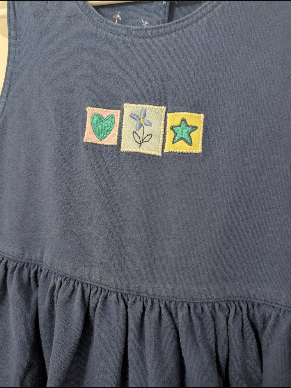 Vintage Gymboree Indigo Florals Blue Reversible Dress Girls Large L